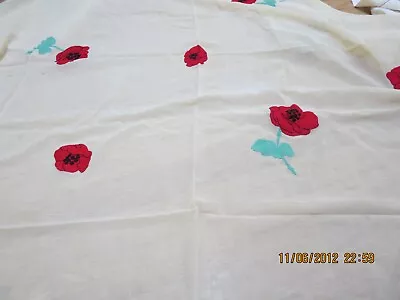 $9.99 • Buy Vtg. Sheer Tablecloth-embroidered Applique Poppies-62  X 60  + 6 Nap.--#r13a-23