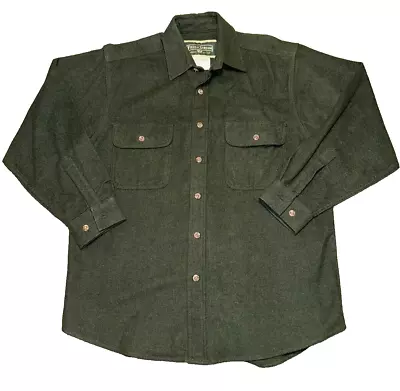 VTG Field & Stream Shirt Men Medium Army Green Chamois Flannel Hunting Sportsman • $24.88