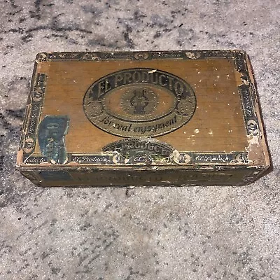 Vintage El Producto Wooden Cigar Box 1920’s Heavily Used • $10