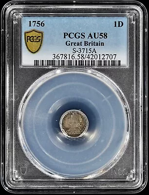 1756 George II Great Britain Silver Maundy Penny 1D PCGS AU 58 S-3715 A • $169.95