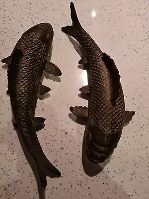 £165 • Buy Pair Of Bronze Japanese Koi Carp Fish 28cms 