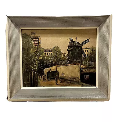 Maurice Utrillo Montmartre Paris Vintage Print On Board With Vintage Wood Frame  • $50