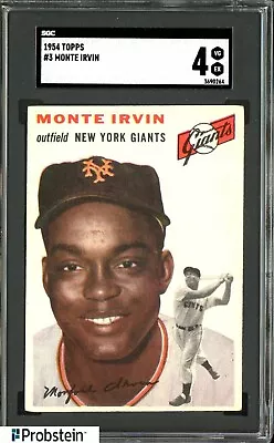 1954 Topps #3 Monte Irvin New York Giants HOF SGC 4 VG-EX • $29.99