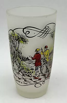 Vintage Currier & Ives Frosted Glass Tumbler 5 3/4” Tall Hunters • $11.99