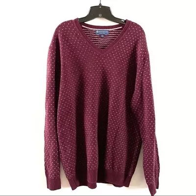 Brooks Brothers Italian Wool V-Neck Sweater Sz XL Burgundy Ribbed Hemline $129 • $50