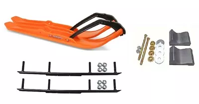 C&A Pro Orange XPT Snowmobile Skis W/ 6  Round Bars Complete Kit • $440.02