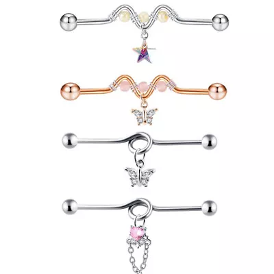 New Long Earbone Stud Butterfly Zircon Earbridge Human Body Piercing Jewelry • $14.66