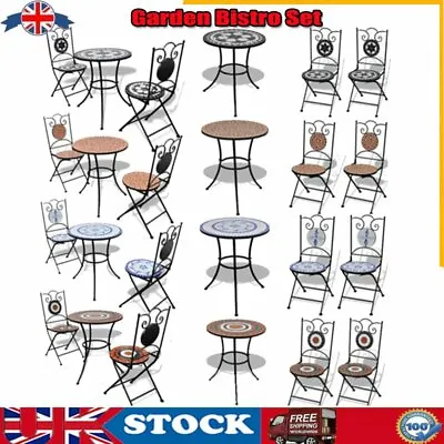 Mosaic Garden Bistro Set Chairs & Table Home Furniture Outdoor Patio Dining 2020 • £83.67