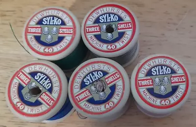 (499) Vintage Dewhurst Sylko Cotton Reels Various Colours X 5 • £6