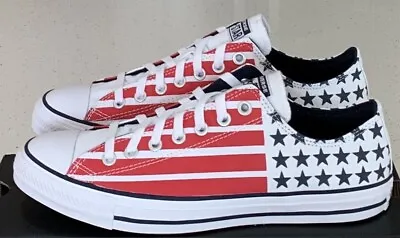 CONVERSE Chuck All Star Stripes Low Top Men's  Sneakers - White/Red/Navy-Sizes • $36