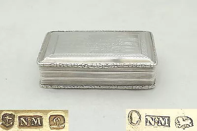 RARE WILLIAM IV HM STERLING SILVER TABLE SNUFF BOX 1836 Nathaniel Mills • £835