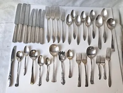 Vintage Silver Plate Flatware Lot Sets Italy Wm Rogers Spoon Fork Knives Crafts • $37.09