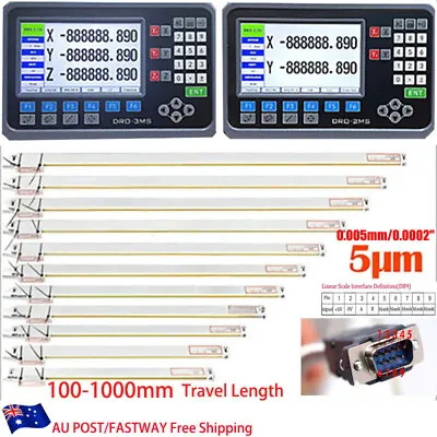 2/3 Axis Digital Readout LCD DRO Display 5µm Linear Scale For Milling Lathe AU • $159.99