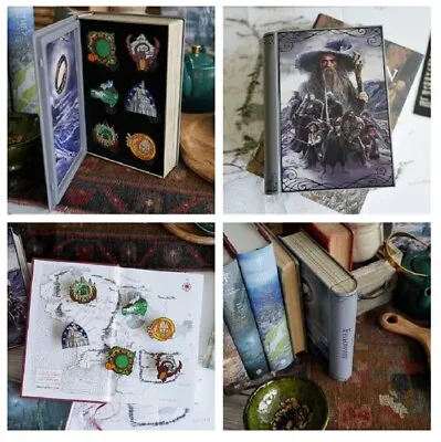 LOTR Fellowship Metal Book Tin AND 6 Enamel Pins! | Lord Of The Rings Gift Idea • £27.02