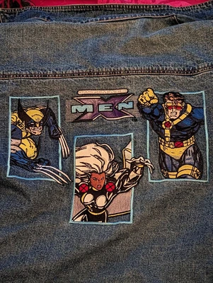 £30 • Buy Marvel X-Men - Embroidered Denim Jacket XXL Vintage - Wolverine Cyclops Storm