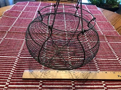 Antique/vintage French Wire Egg Basket 10  Wide 2 Handles Farmhouse Must Have • $32.99
