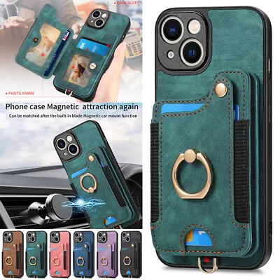 For IPhone 15 14 13 12 11 Pro Max XR Strap Ring Magnetic Wallet Card Case Cover • $18.99