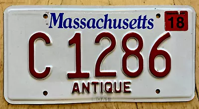 Massachusetts Antique Auto Historic Vehicle License Plate   C 1286   Ma Mass • $28.99