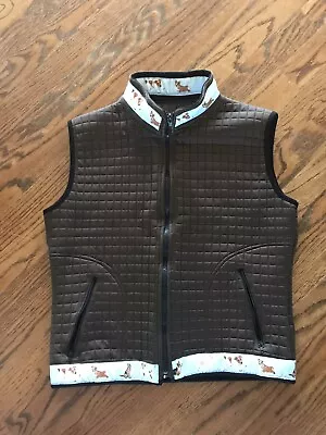 Equine Couture Womens Brown Quilted Vest Dog Ribbon Trim Medium Corgi Terrier • $19.97