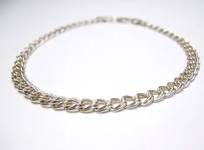VINTAGE 8  INCH 4mm DOUBLE LINK CHAIN CHARM BRACELET 925 STERLING SILVER • $19.53