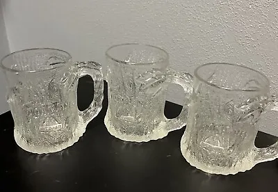 McDonalds Flintstones Glass Mugs Set 1993.  3 In Set.  Rocdonald’s • $25.99