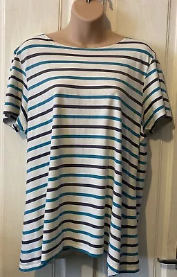 Seasalt Blue Mix Nautical Striped Sailor Top Size 18 • £14.99