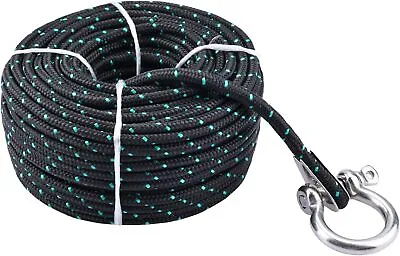 3/16  100ft Boat Marine Anchor Rope Anchor Line Black/Green For Electric Winches • $17.99