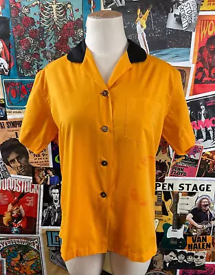 Vintage Retro Women's 60s Hale-Niu Yellow Universal Credit Corp Bowling Shirt • $17.95