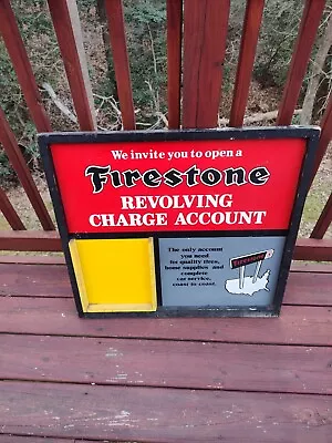 Vintage FIRESTONE Tires Charge Account Wooden Sign Graphics Rare Advertising  • $200