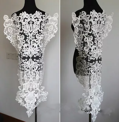 Super Large Sequined Floral Lace Applique Gorgeous Corded Embroidery Lace Craft • £19.99