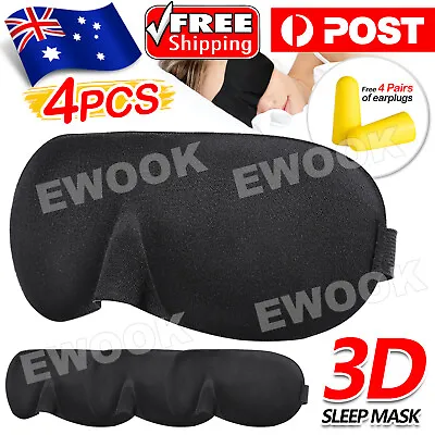 $6.95 • Buy 4x Travel Sleep Eye Mask Soft Memory Foam Padded Shade Cover Sleeping Blindfold