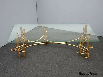 Vintage Mid Century Brutalist Gold Coffee Table • $1257