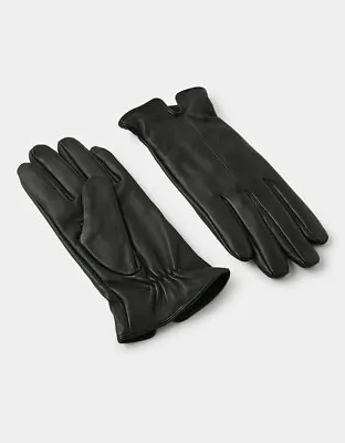 Accessorize Luxe Ladies Black Real Leather Lined Gloves - Size S/M • £15