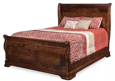 Amish Traditional Sleigh Panel Bed Solid Wood King Queen Full • $2199