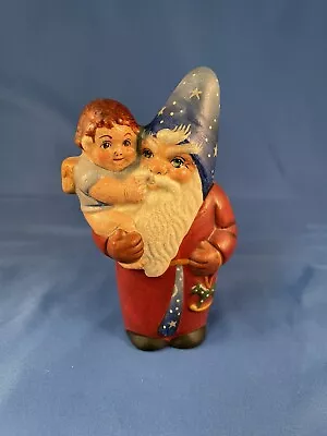 $125 • Buy VAILLANCOURT FOLK ART 7th Annual Starlight Santa Holding Angel RARE Limited Ed