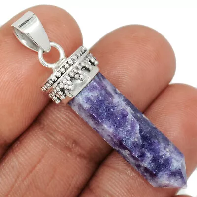 Natural Purple Lepidolite Worry Stone 925 Silver Pendant Point CP38732 • $11.99