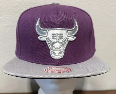 Mitchell & Ness Chicago Bulls Core Basic Snapback Hat Cap Purple Gray New • $24.99