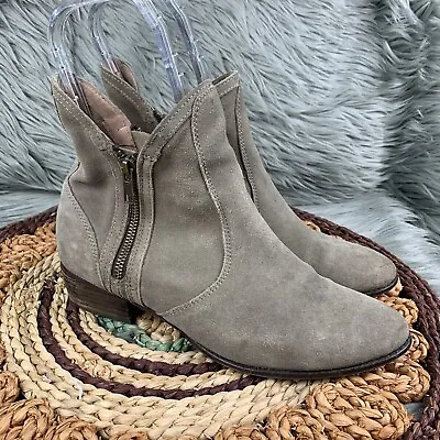 Seychelles Sz 8.5 Taupe Tan Suede Leather Zip Ankle Boots • $22.95