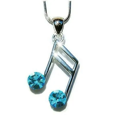 ~Aqua Blue MUSIC NOTE Made With Swarovski Crystal Piano Musical Jewelry Necklace • $40