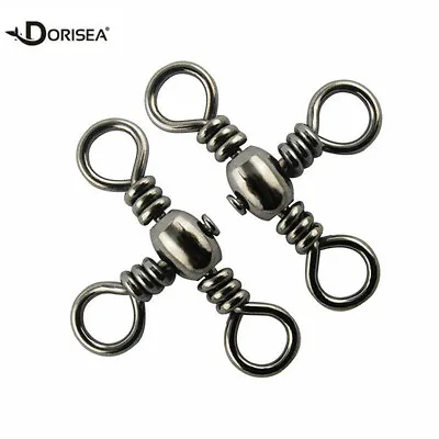 50/100 Pcs 3 Way Swivels Cross Line Fishing Barrel Swivels T-Turn Connectors Rig • $12.65