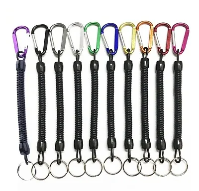 Security Carabiner Key Chain Retractable Coil Safety Rope Safety Belt Clip Hook • £2.79