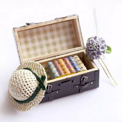 1:12 Dollhouse Miniature Vintage Leather Wood Suitcase Mini Luggage Box US NEW • $7.85