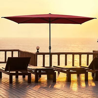 10ft Patio Umbrella With 6 Sturdy Ribs Outdoor Market Table Umbrellas Orange Red • $70.99