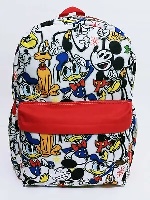 Disney Mickey Mouse 16  Backpack Pluto Goofy Donald Duck Aunthetic Book Bag New • $24.95