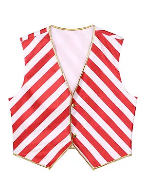 Mens Adult Christmas Costume Waistcoat Open Front Vest Xmas Candy Cane Cardigan • $12.69