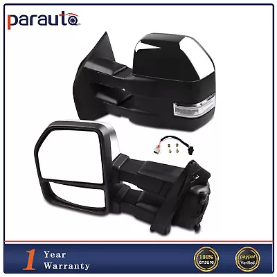 For 2015-2020 Ford F150 Chrome Tow Mirrors Power Heated LED Signal 8 Pin • $185.09