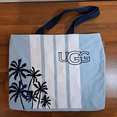 UGG Australia Embroidered Palm Trees Striped Large Canvas Tote Bag - Fast Ship! • $12.99