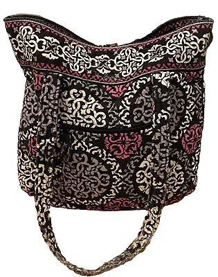 Vera Bradley Canterbury Magenta Straps Toggle Closure Purse Bag Purple Black • $18