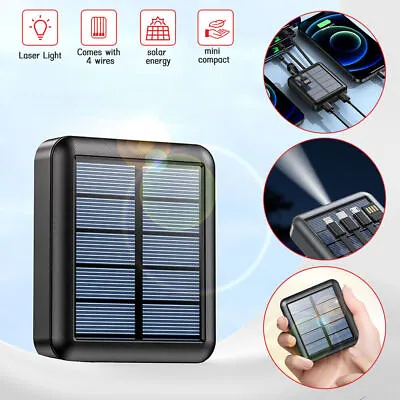 4000000mAh Mini Solar Power Bank Portable Charger 4 Cables External Battery Pack • $18.99