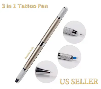 New 1pc Manual Microblading Permanent Makeup Tattoo Eyebrow 3 In 1 Tattoo Pen  • $7.98